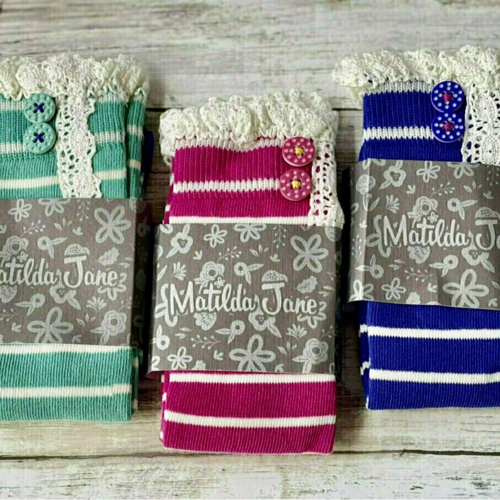 NWT 3 Pairs Matilda Jane Striped Lace Knee Socks